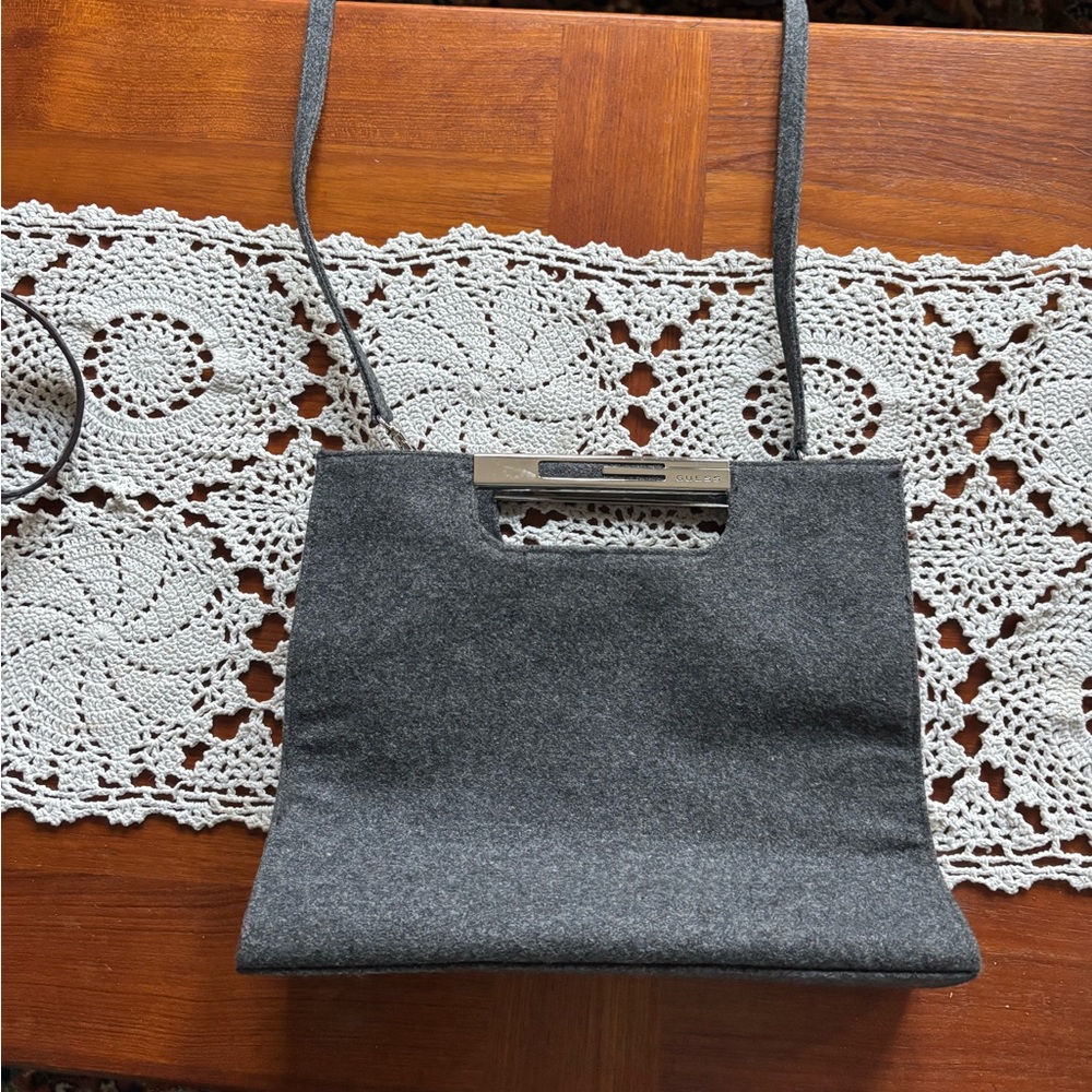 Guess Gray Felt Shoulder Bag
